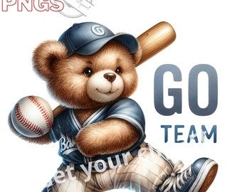 Baseball Teddy bear clipart, Nursery graphics, Baseball clipart, Teddy bear PNG transparent background, with commercial use