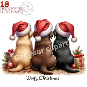 Images de Labrador de Noël, Images PNG de chiens labrador pour vos projets créatifs ou professionnels, usage commercial inclus