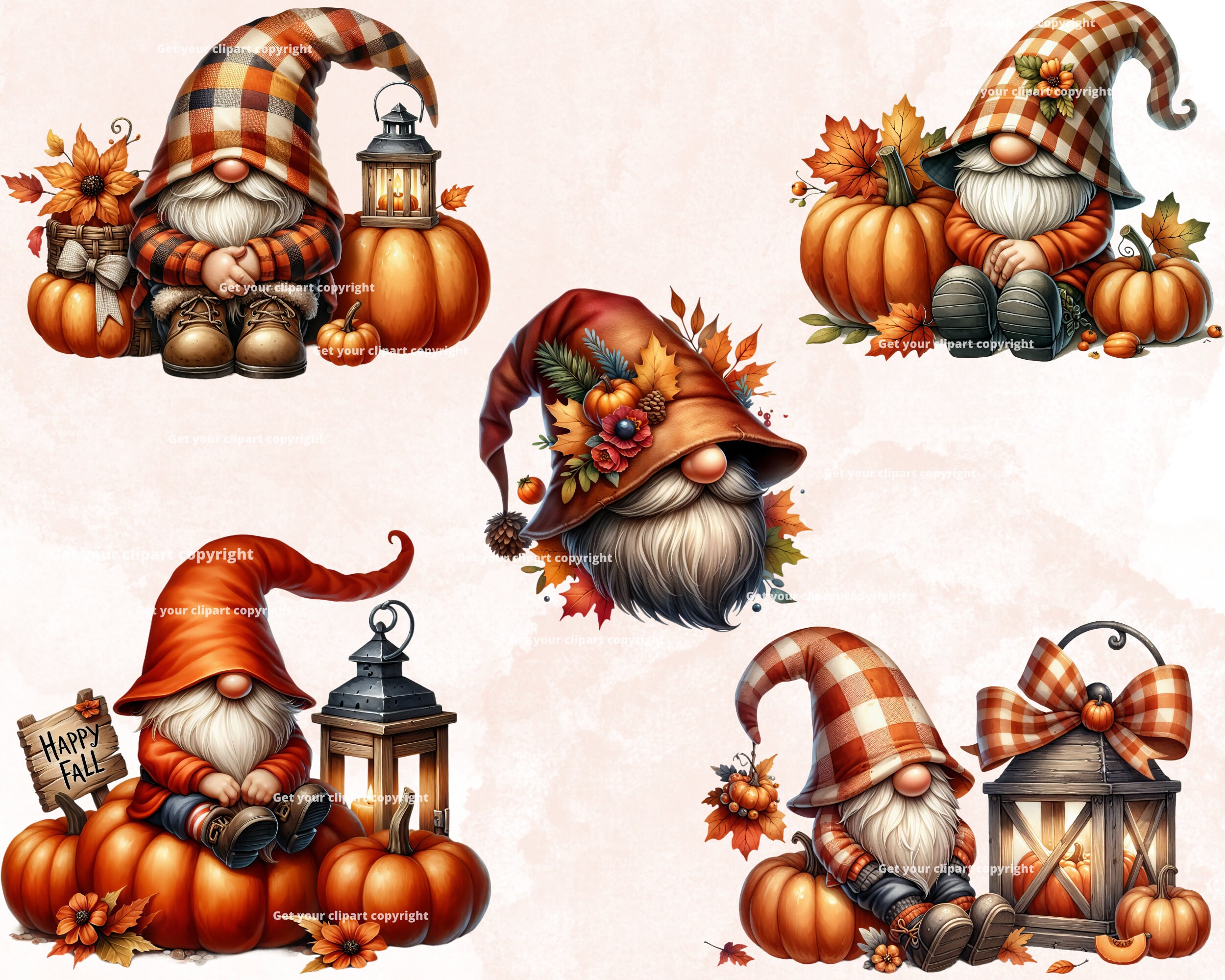 Fall Gnome Clipart Bundle, Gnome Clipart, Fall Gnome Png Graphics, Fall ...