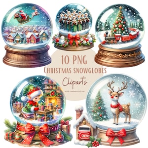 Ensemble d'illustrations de boule à neige, Cliparts de noël façon aquarelle pour tous vos projets créatifs et professionnels