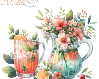 Summer drinks clipart bundle, Summer cocktails, Summer graphics, tropical clipart, summer clipart, Commercial use, Transparent background