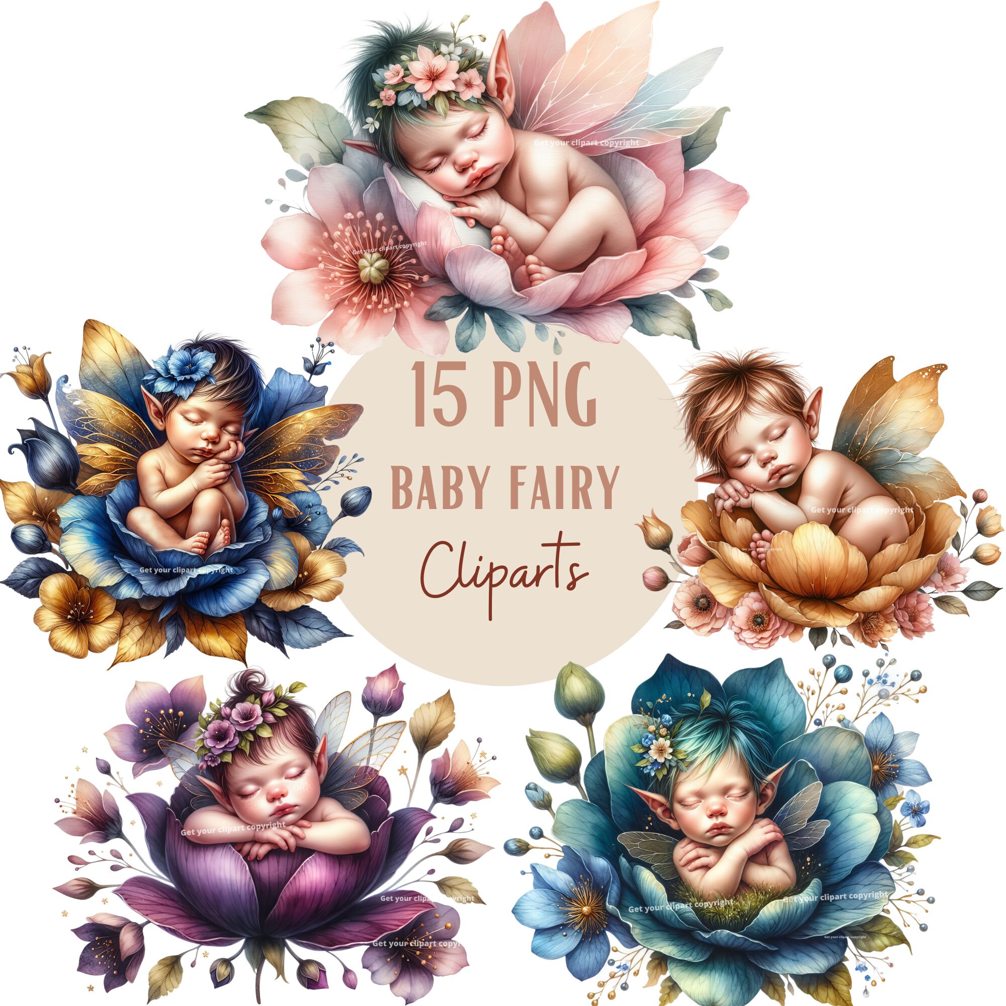 Baby Fairy Clipart Bundle, Fantasy Clipart, Pixie Clipart, Fantasy Png ...