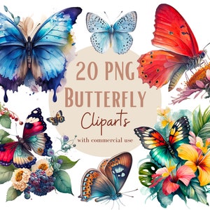 Set mit Illustrationen von Schmetterlingen, Clipart von Aquarell-Schmetterlingen für alle Ihre kreativen und professionellen Projekte