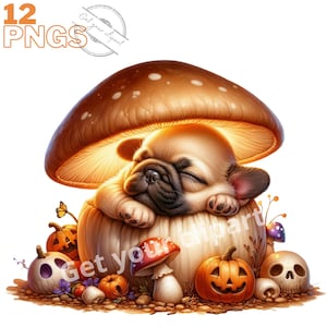 Ensemble d'illustrations de chiots d'Halloween, clipart d'Halloween pour tous vos projets créatifs, usage commercial inclus