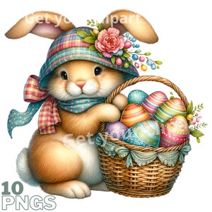 Easter bunny clipart bundle, Easter clipart, Easter graphics, Easter designs, With transparent background and commercial use