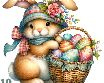 Easter bunny clipart bundle, Easter clipart, Easter graphics, Easter designs, With transparent background and commercial use