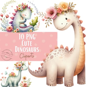Ensemble d'illustrations de dinosaures, Cliparts façon aquarelle pour tous vos projets créatifs et professionnels