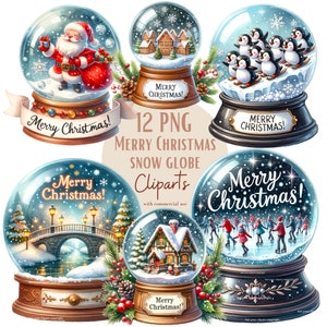 Ensemble d'illustrations de boule à neige, Cliparts de noël façon aquarelle pour tous vos projets créatifs et professionnels