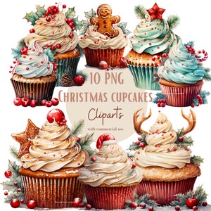 Images de cupcakes de noël, Images PNG de noël idéales pour vos projets personnels et professionnels, usage commercial inclus