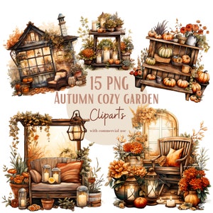 Ensemble d'illustrations de scènes d'automne, cliparts d'automne pour tous vos projets créatifs et professionnels, usage commercial inclus