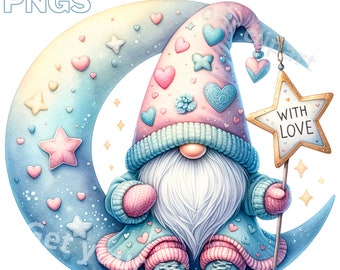 Valentines Pastel Gnome clipart bundle, Valentines clipart, Valentines png graphics, Gnome sublimation, With Commercial Use