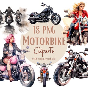 Set di illustrazioni di motociclette, clipart di motociclette ad acquerello per tutti i tuoi progetti creativi e professionali