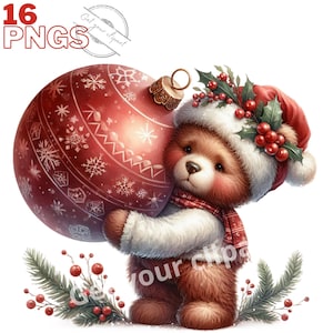 Images de Teddy bear de Noël, Images PNG de Teddy bear idéales pour vos projets personnels et professionnels, usage commercial inclus