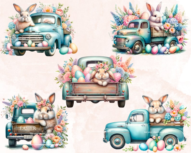 Easter bunny clipart bundle, Easter clipart, Easter graphics, Easter designs, With transparent background and commercial use image 5