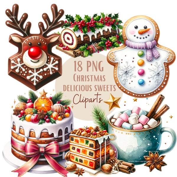 Christmas sweets clipart bundle, Christmas treats graphics, Sweet treats clipart bundle, With transparent background and commercial use