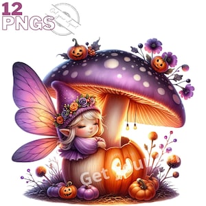 Ensemble d'illustrations de fées d'Halloween, cliparts d'automne pour tous vos projets créatifs et professionnels, usage commercial inclus