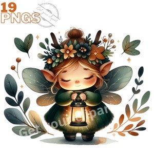 Ensemble d'illustrations de fées de forêt, cliparts féériques pour tous vos projets créatifs, usage commercial inclus