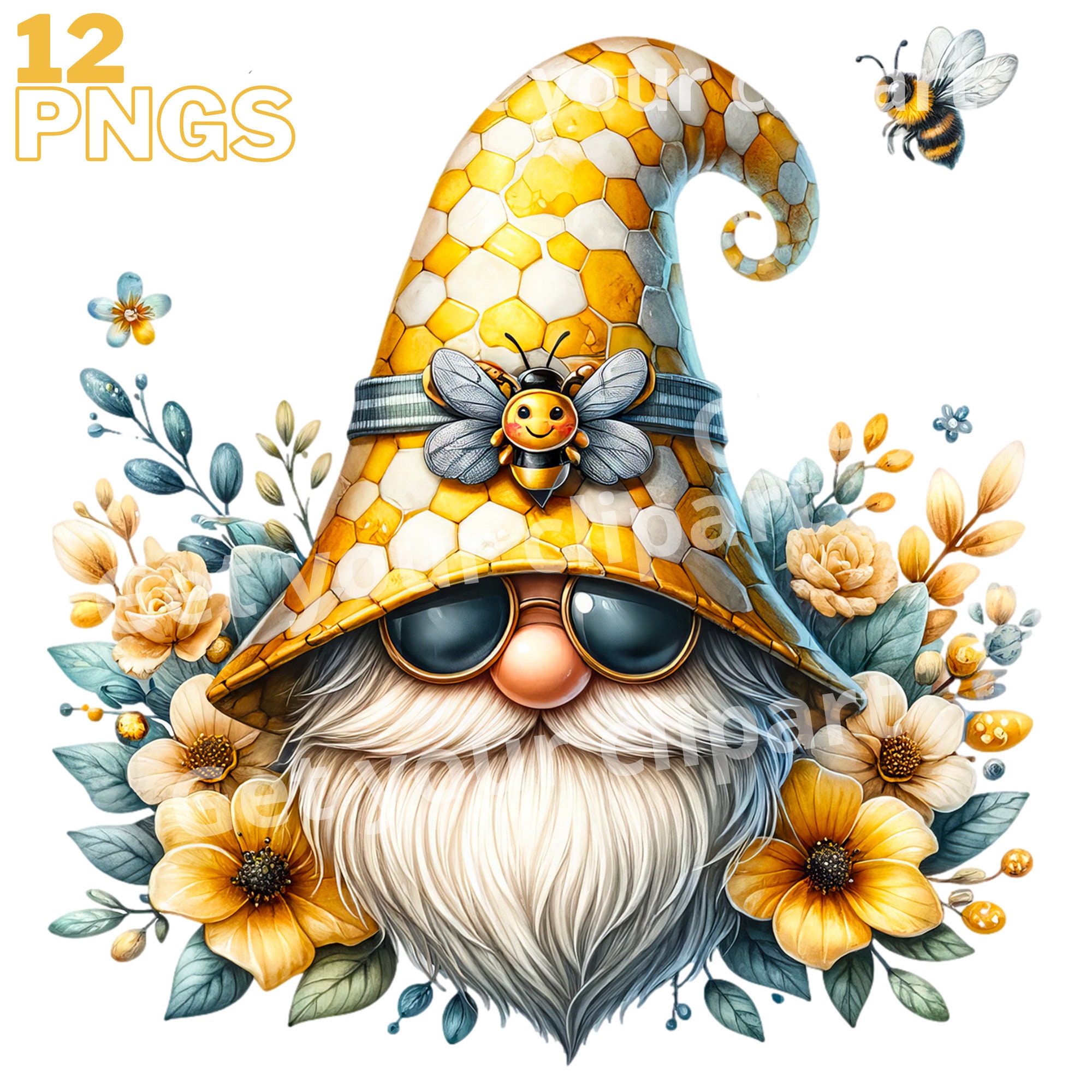 Bee Gnome Clipart Bundle, Gnome Clipart, Spring Gnome Png Graphics ...