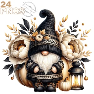 Ensemble d'illustrations de gnomes d'Automne, clipart d'Automne et de citrouilles pour tous vos projets créatifs, usage commercial inclus