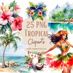 Cliparts tropicaux pour un usage récréatif, artistique, ou professionnel, usage commercial inclus, tropical vibes, summer vibes, cliparts