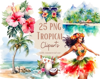 Tropical clipart, tropical bouquet clipart, summer time png designs, trending png designs, sun clipart, summer clipart, watercolor clipart