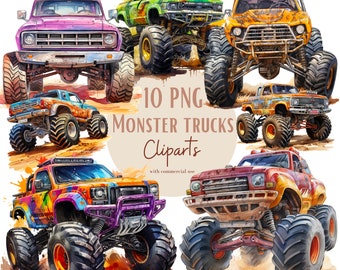 Monster truck clipart bundle, Monster truck png files, Monster truck bundle, With Commercial use and transparent background
