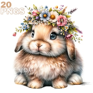 Set mit Frühlings-Kaninchen-Illustrationen, Kaninchen-Clipart für alle Ihre kreativen Projekte, kommerzielle Nutzung inklusive