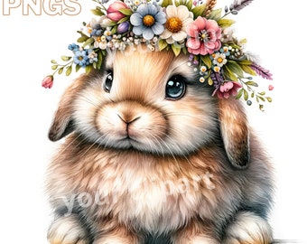 Spring rabbit clipart bundle, Spring bunny, Watercolor bunny graphics, with Transparent background and Commercial use