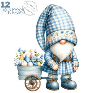 Ensemble d'illustrations de gnomes de printemps et de Pâques, Cliparts de printemps pour tous vos projets créatifs, usage commercial inclus