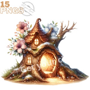 Ensemble d'illustrations de maison de fées, cliparts féériques pour tous vos projets créatifs et professionnels, usage commercial inclus