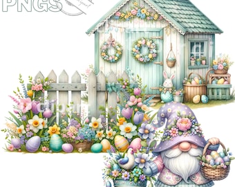 Set de tiernas ilustraciones de Pascua para todos tus proyectos creativos y profesionales, uso comercial incluido