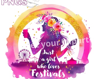 Music Festival clipart bundle, Music festival png, Music clipart, Summer graphics, Festival girl, Commercial use, Set of 15