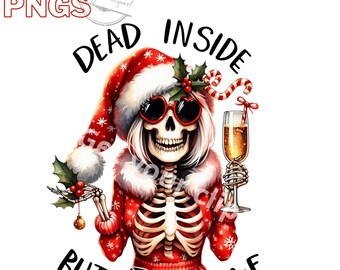 Christmas skeletons clipart bundle, Set of 12, Transparent background, Commercial use, Instant download