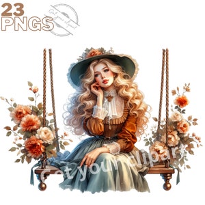 Ensemble d'illustrations style époque victorienne, Cliparts romantiques façon aquarelle pour tous vos projets créatifs et professionnels