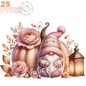 Ensemble d'illustrations de gnomes d'Automne, clipart d'Automne et de citrouilles pour tous vos projets créatifs, usage commercial inclus