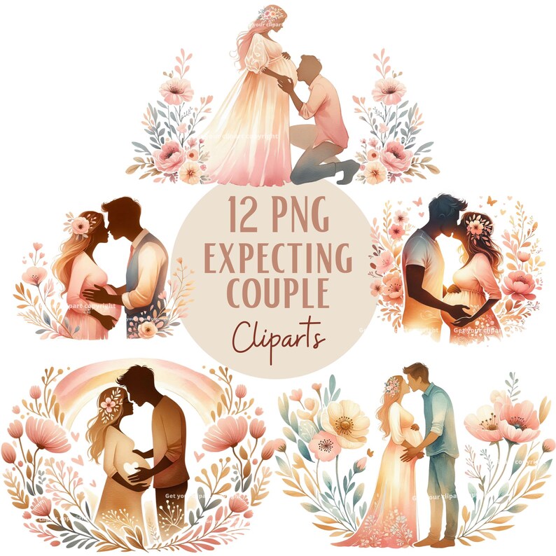 Expecting Couple Clipart Bundle, Pregnant Woman Png, Pregnancy PNG ...