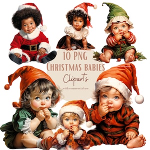Ensemble d'illustrations de bébés de Noël, Cliparts de noël façon aquarelle pour tous vos projets créatifs et professionnels