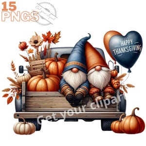 Ensemble d'illustrations de gnomes de Thanksgiving, cliparts automnal pour tous vos projets créatifs, usage commercial inclus