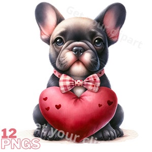 Imagens de Bulldog Francês do Dia dos Namorados, imagens PNG do Dia dos Namorados para seus projetos criativos, uso comercial incluído