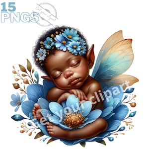 Ensemble d'illustrations de fées et de fleurs, cliparts féériques pour tous vos projets créatifs et professionnels, usage commercial inclus