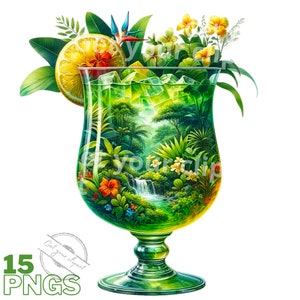 Tropical cocktails clipart bundle, Tropical drinks png, Summer drinks graphics, Summer designs, Hello summer pngs, With Commercial use