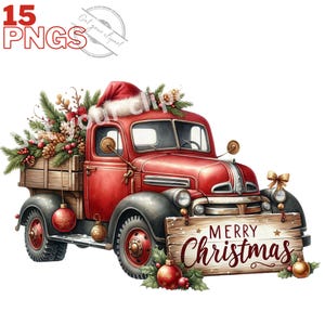 Images de camion de Noël, Images PNG d'hiver pour vos projets créatifs ou professionnels, usage commercial inclus