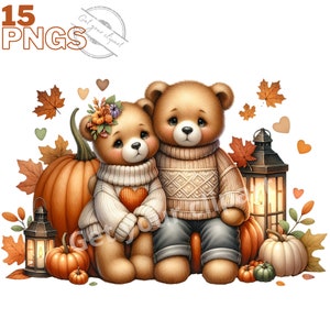 Images d'un couple Teddy bear, Images d'automne idéales pour vos projets personnels et professionnels, usage commercial inclus