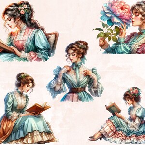 Victorian Clipart Bundle, Romantic PNG Graphics, Jane Austen Inspired ...
