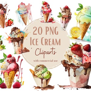 PNG di gelato, set di clipart di gelato, set di immagini di gelato per i tuoi progetti creativi con uso commerciale