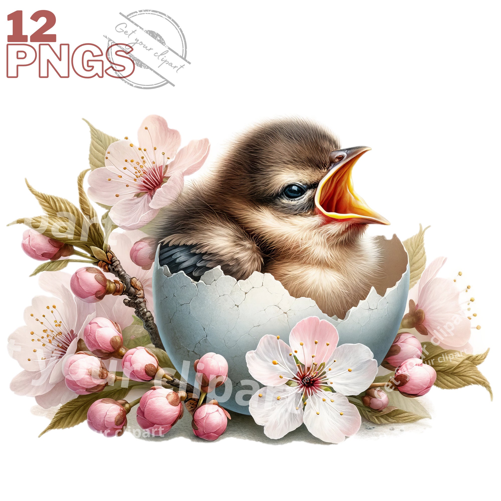 Set illustraties van babyvogels in hun schelp, aquarelvogel clipart voor al  uw creatieve en professionele projecten - Etsy België, image size:2000x2000