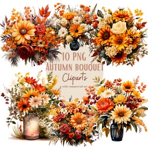 Ensemble d'illustrations de bouquets d'automne, cliparts d'automne pour tous vos projets créatifs et professionnels, usage commercial inclus