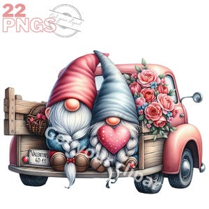 Ensemble d'illustrations de couple de gnomes de Saint-Valentin, cliparts romantiques pour tous vos projets créatifs, usage commercial inclus