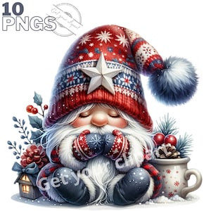 Ensemble d'illustrations de gnomes de Noël, cliparts d'hiver pour tous vos projets créatifs et professionnels, usage commercial inclus