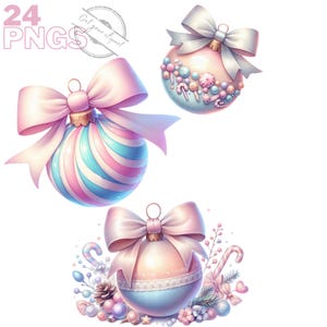 Ensemble d'illustrations de boule noël pastel, Cliparts de noël façon aquarelle pour tous vos projets créatifs et professionnels